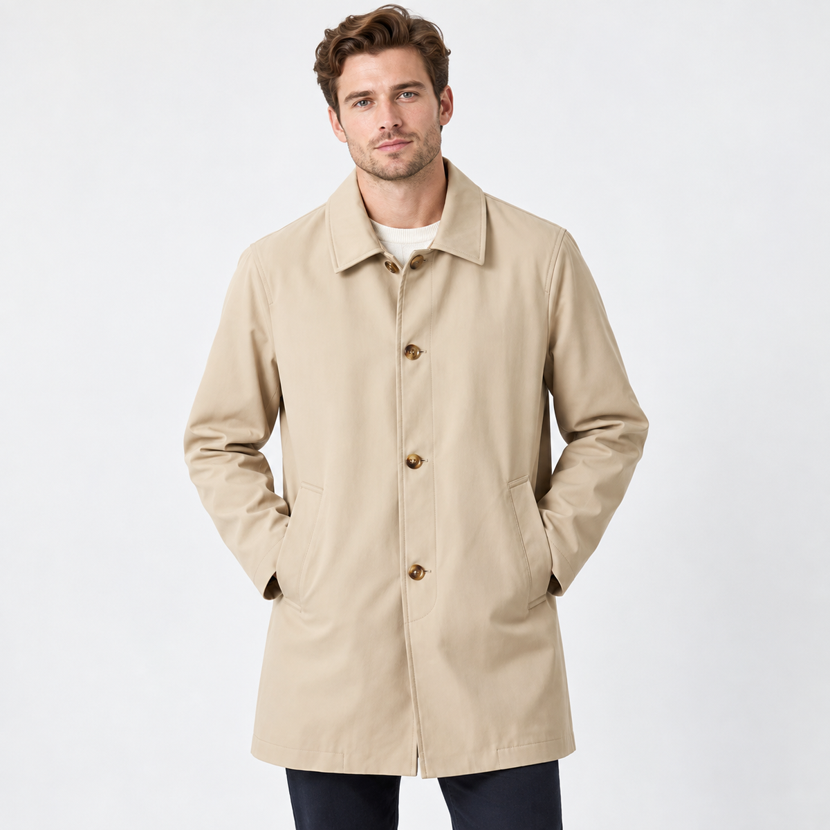 Elvane | Men's Mac Coat Lightweight Long Single-Breasted Outerwear