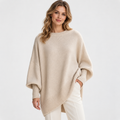 Elvane | Women's Oversized Sweater Wide Neck Draped Knit Pullover