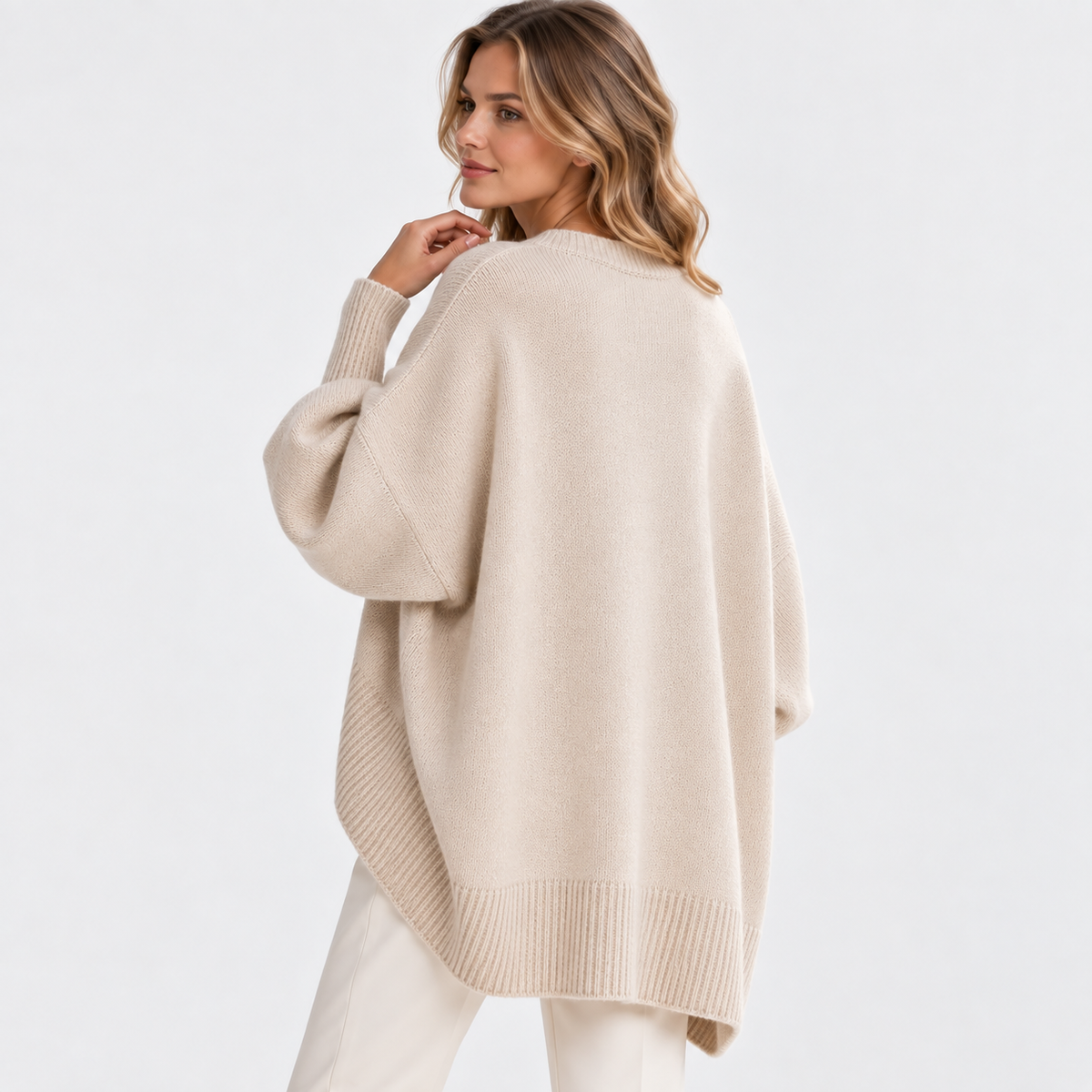 Elvane | Women's Oversized Sweater Wide Neck Draped Knit Pullover
