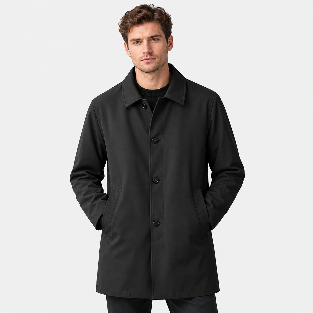 Elvane | Men's Mac Coat Lightweight Long Single-Breasted Outerwear