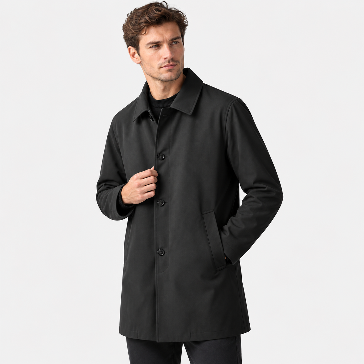 Elvane | Men's Mac Coat Lightweight Long Single-Breasted Outerwear