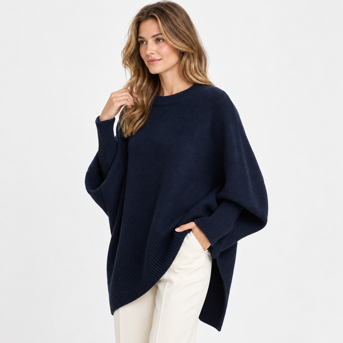 Elvane | Women's Oversized Sweater Wide Neck Draped Knit Pullover