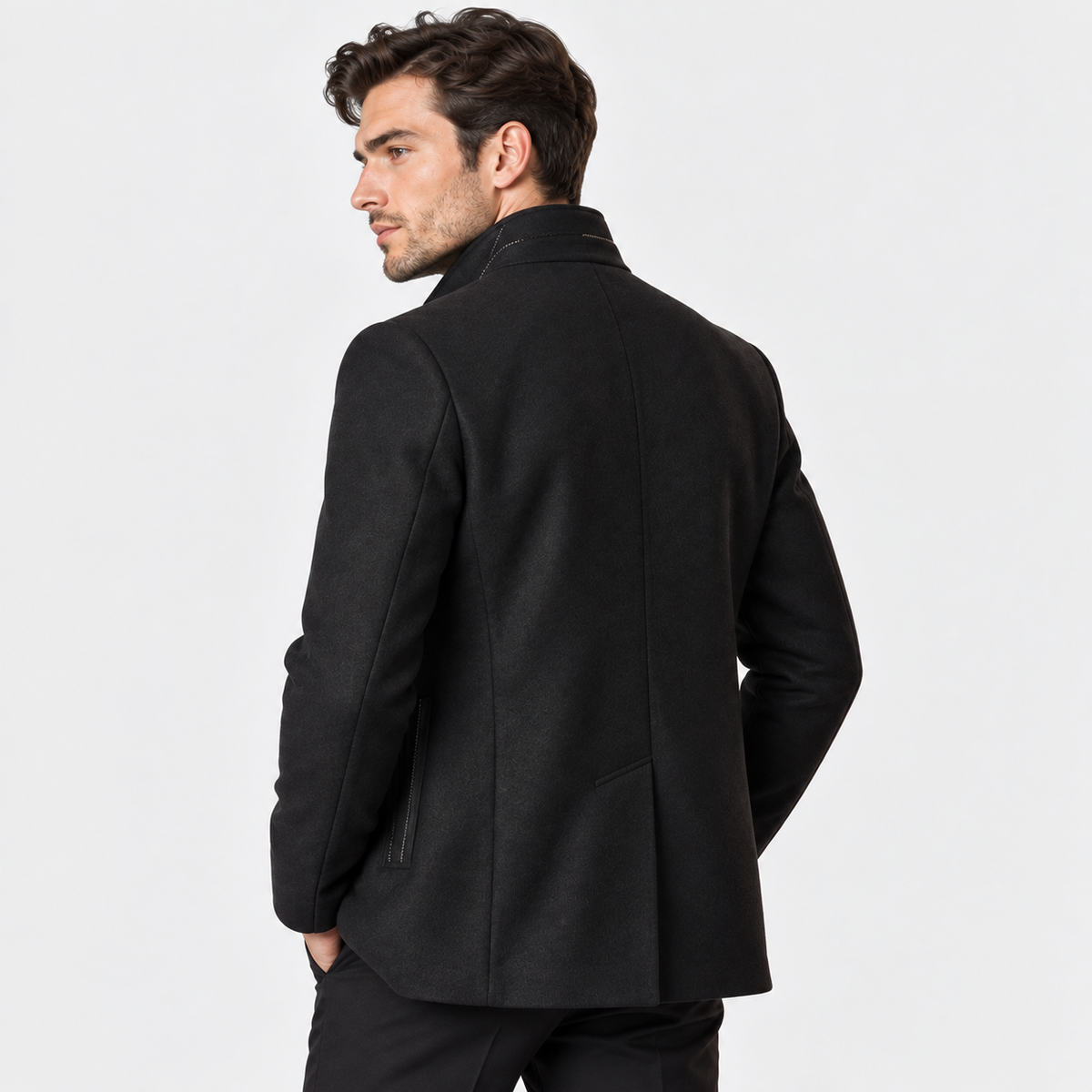 Elvane | Men's Wool Blend Coat Quilted Lining Stand Collar Winter Coat