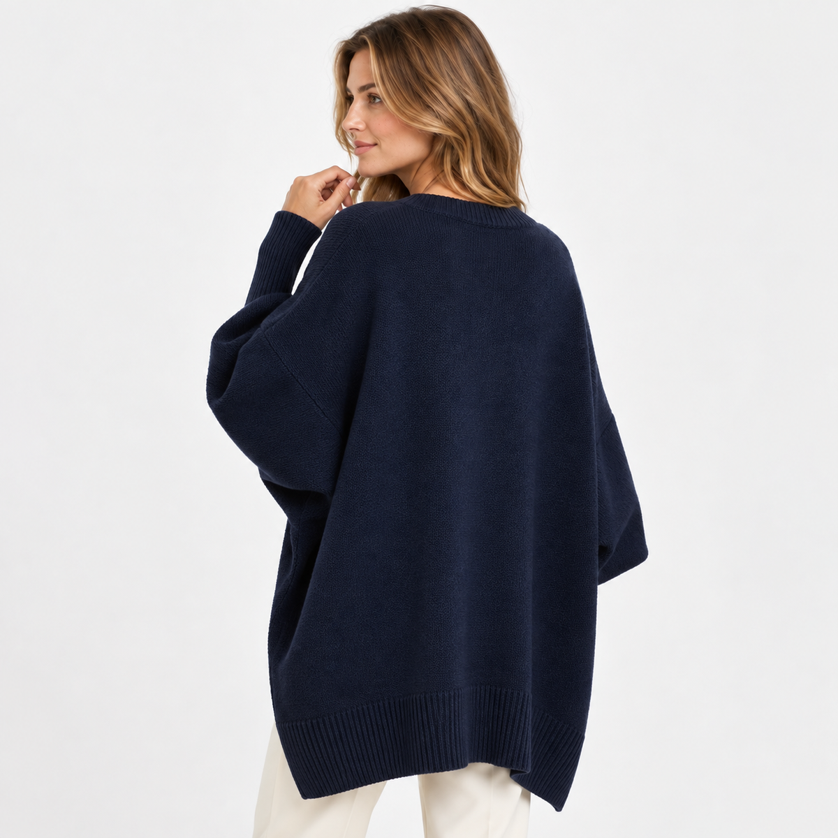 Elvane | Women's Oversized Sweater Wide Neck Draped Knit Pullover