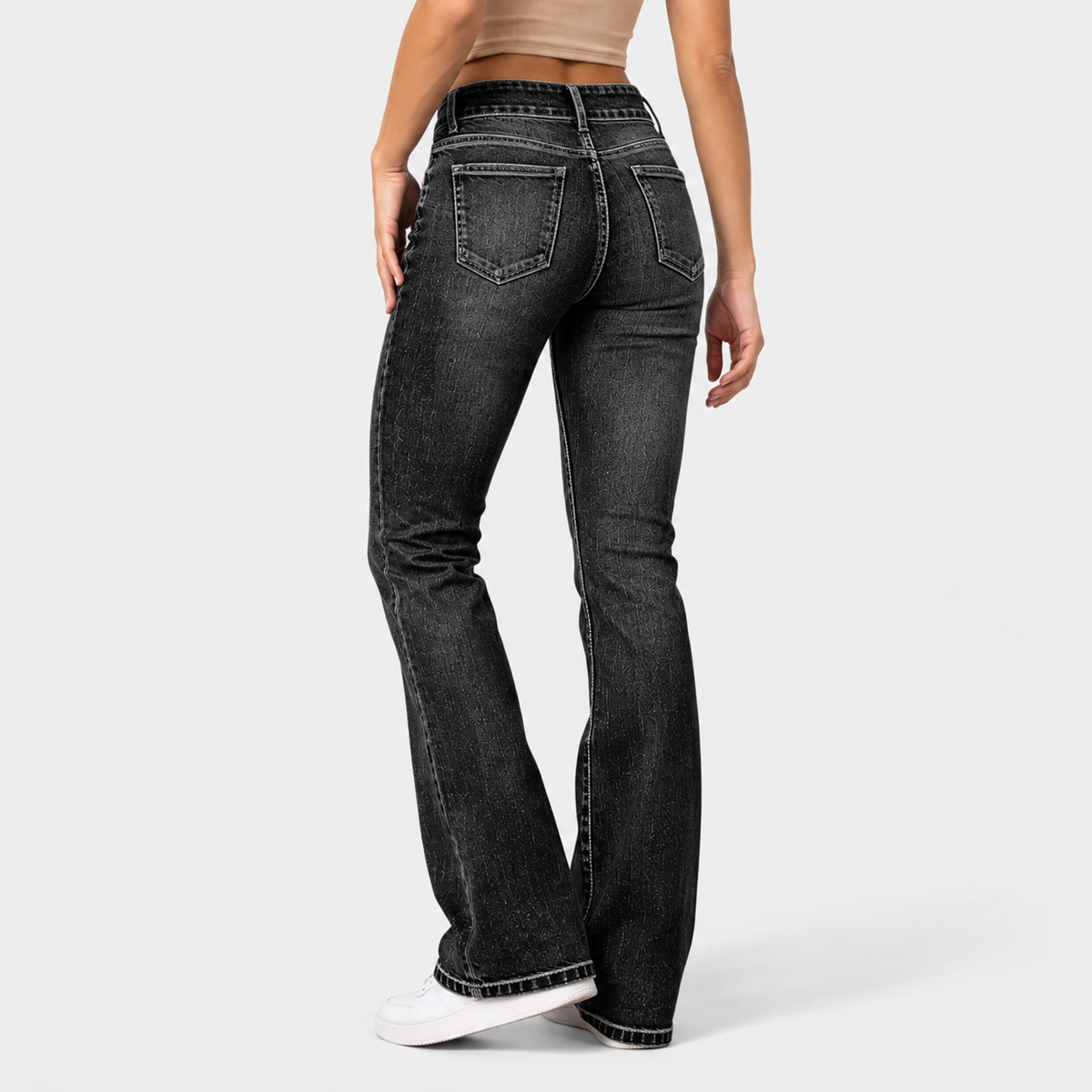 Elvane | Women's Flare Pants Stretch Fit Zipper Detail Dress Trousers