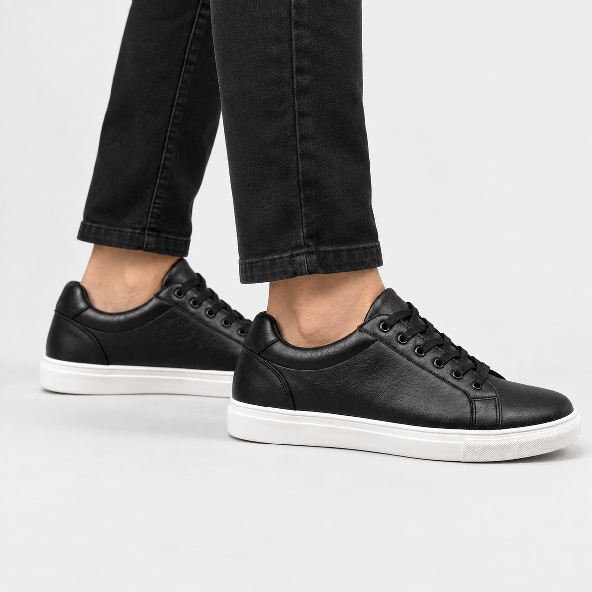 Elvane | Men's Faux Leather Sneakers Low Top Minimalist Casual Shoes