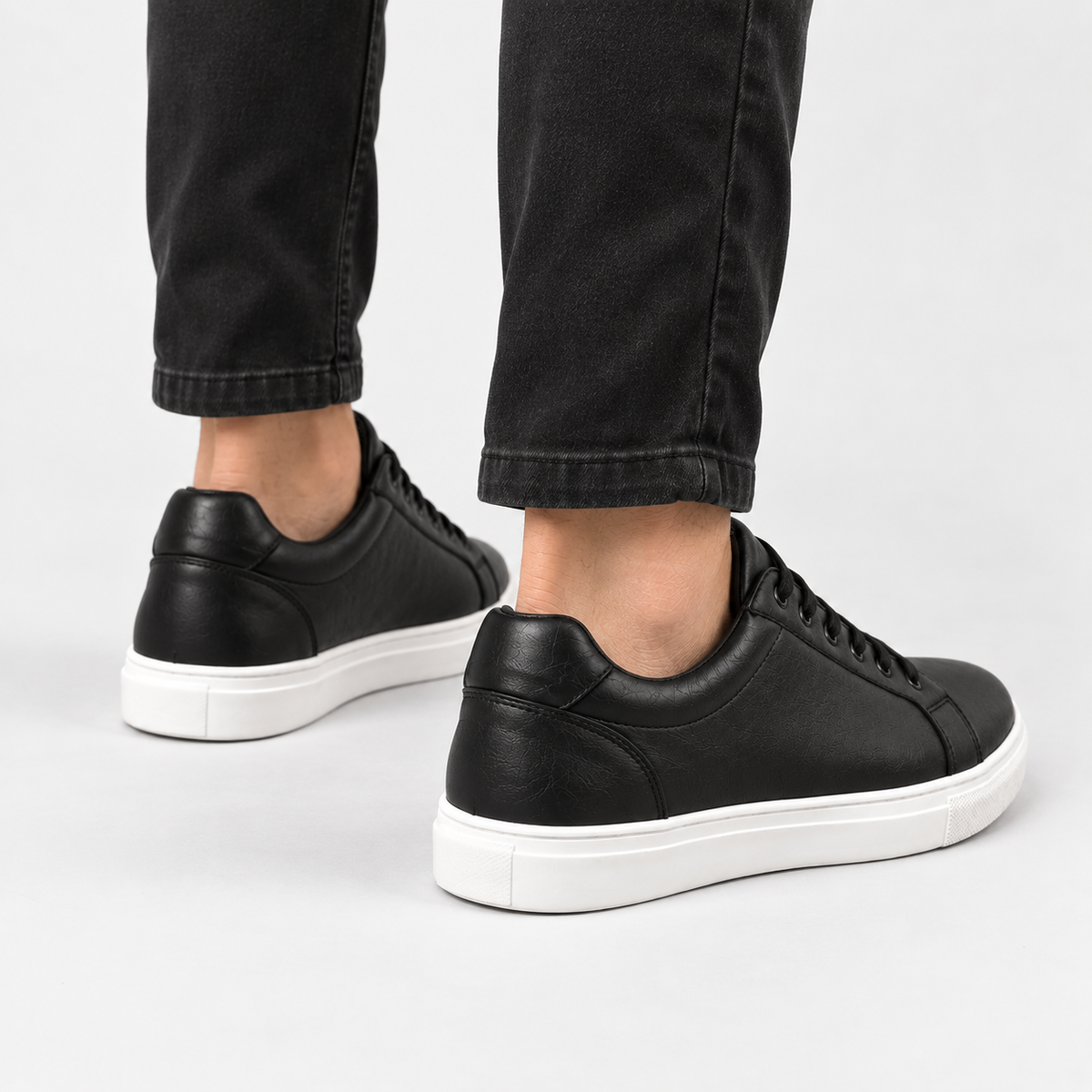 Elvane | Men's Faux Leather Sneakers Low Top Minimalist Casual Shoes
