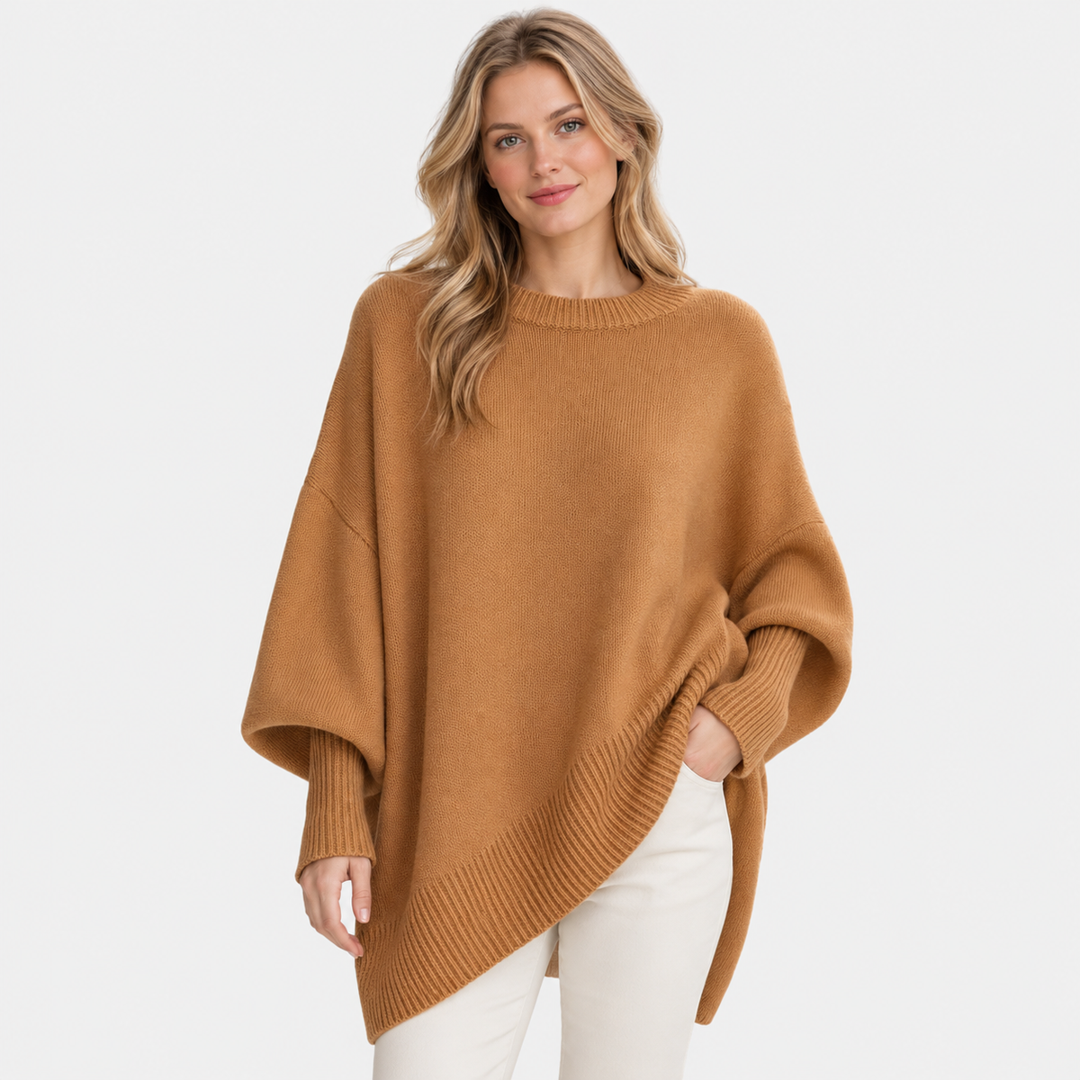 Elvane | Women's Oversized Sweater Wide Neck Draped Knit Pullover