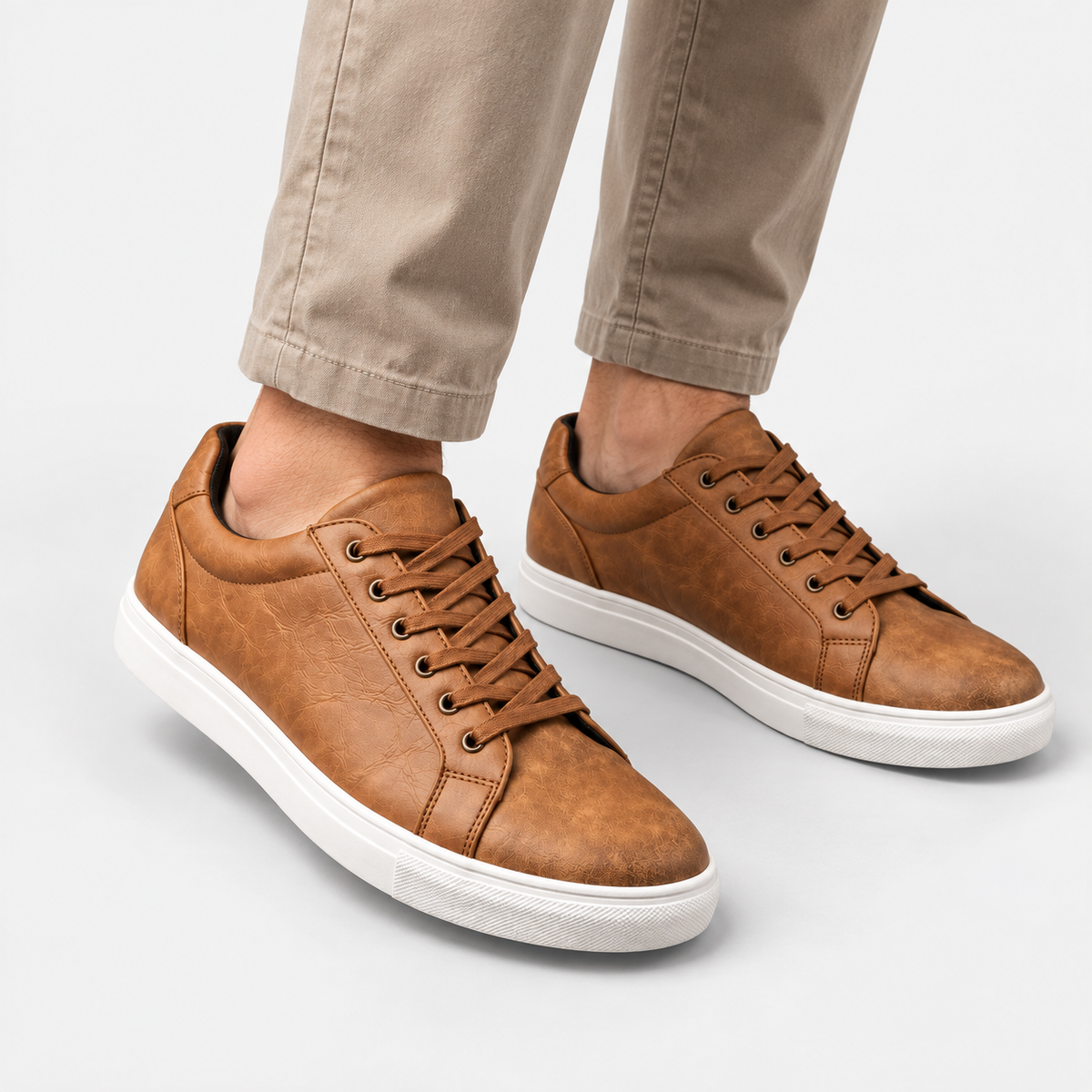 Elvane | Men's Faux Leather Sneakers Low Top Minimalist Casual Shoes