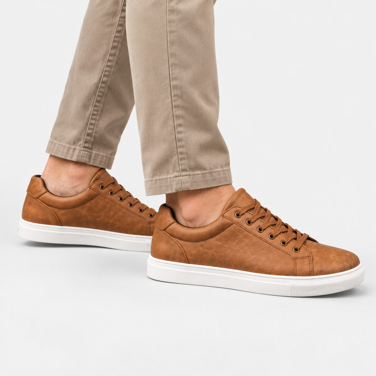 Elvane | Men's Faux Leather Sneakers Low Top Minimalist Casual Shoes