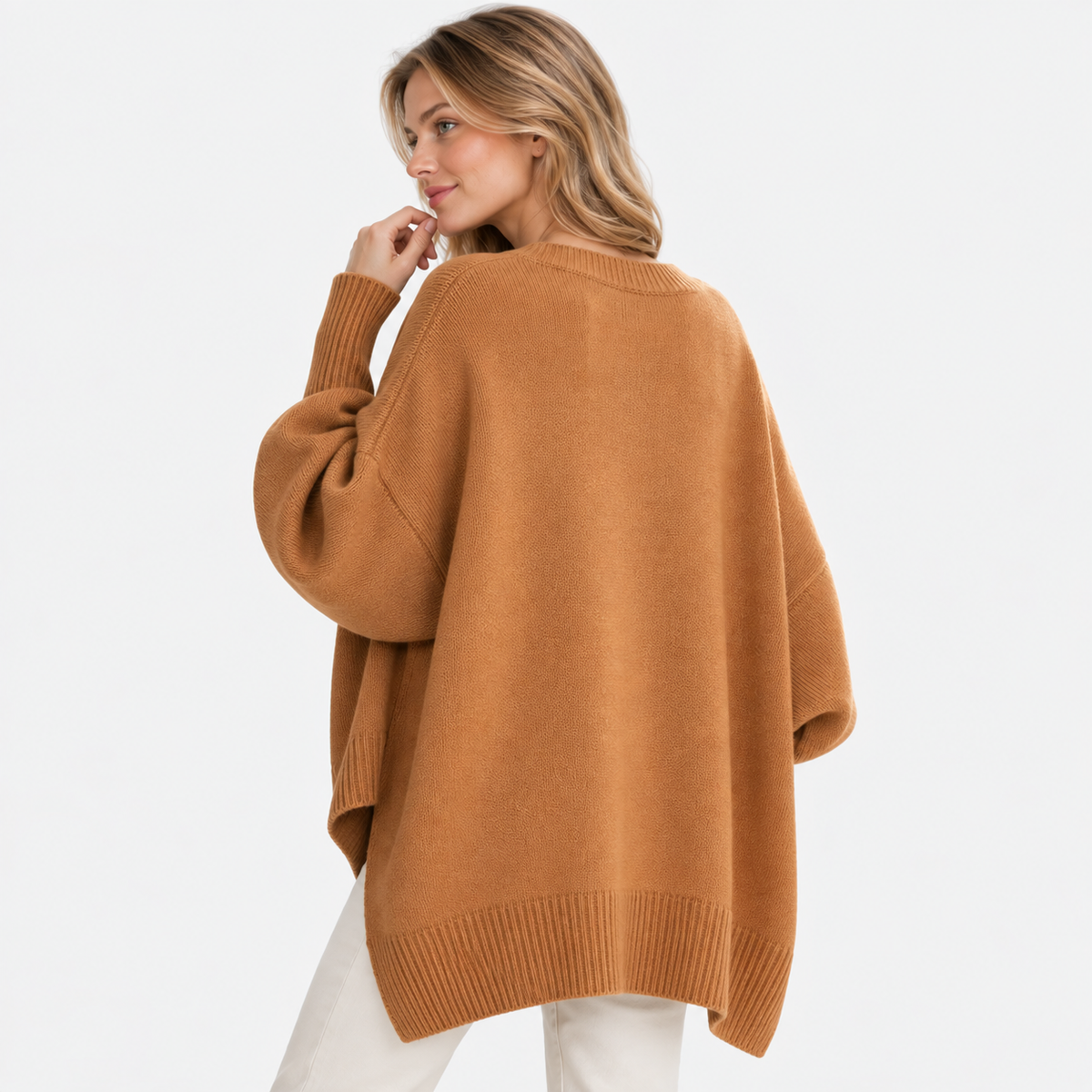 Elvane | Women's Oversized Sweater Wide Neck Draped Knit Pullover