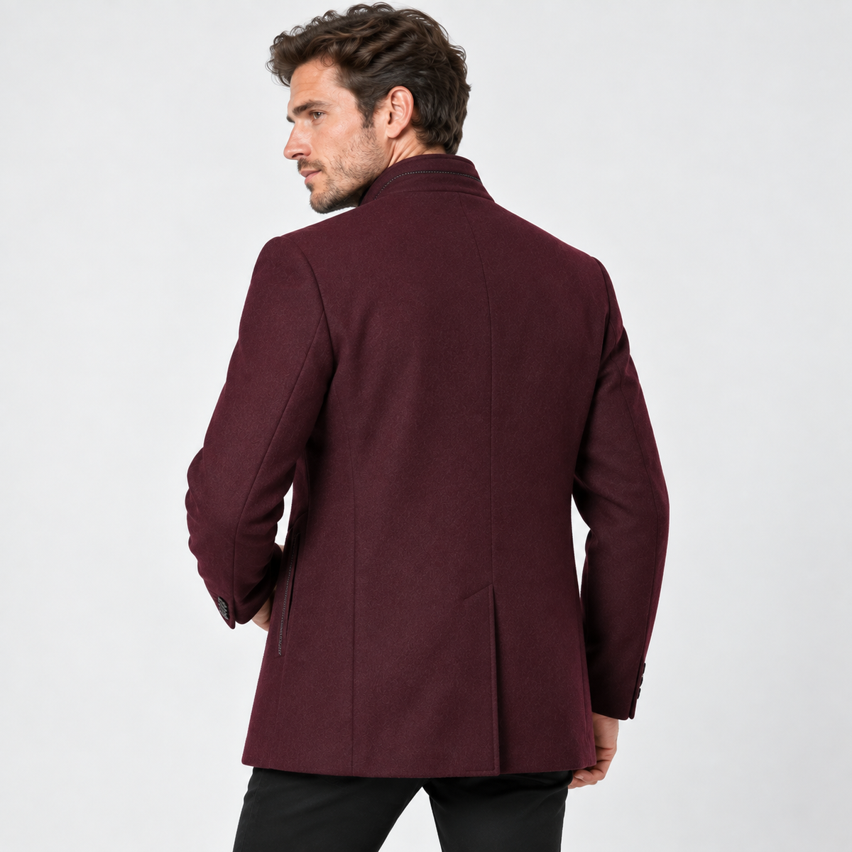 Elvane | Men's Wool Blend Coat Quilted Lining Stand Collar Winter Coat