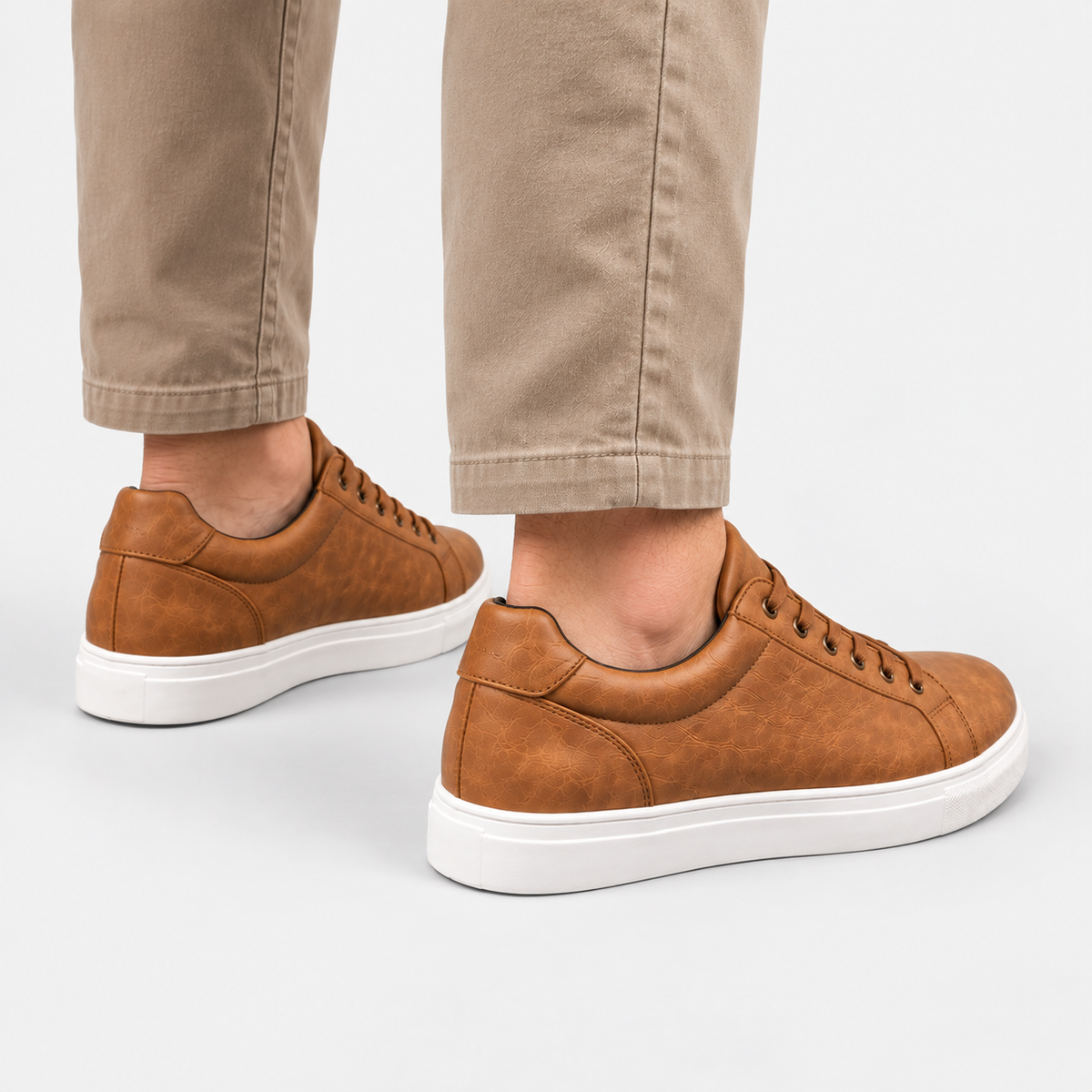 Elvane | Men's Faux Leather Sneakers Low Top Minimalist Casual Shoes
