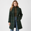 Elvane | Women's Tweed Coat Plaid Tailored Fit Classic Lapel Outerwear