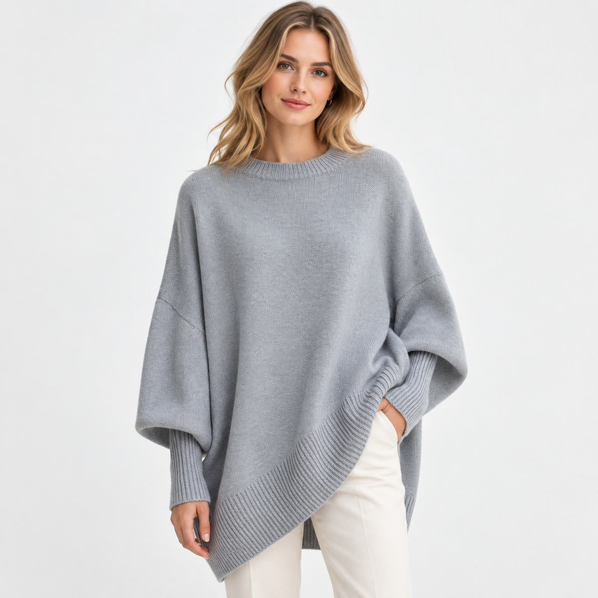 Elvane | Women's Oversized Sweater Wide Neck Draped Knit Pullover
