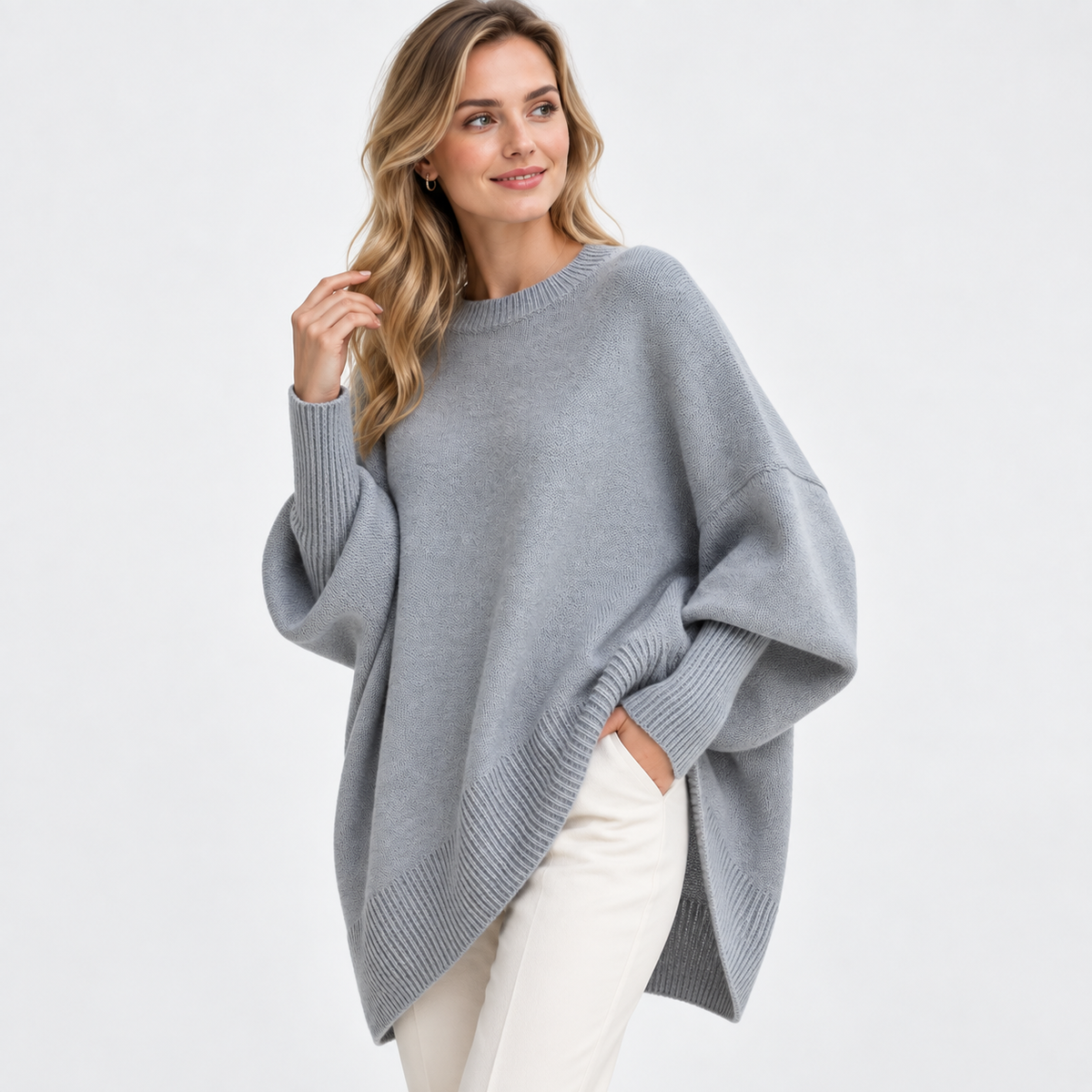 Elvane | Women's Oversized Sweater Wide Neck Draped Knit Pullover