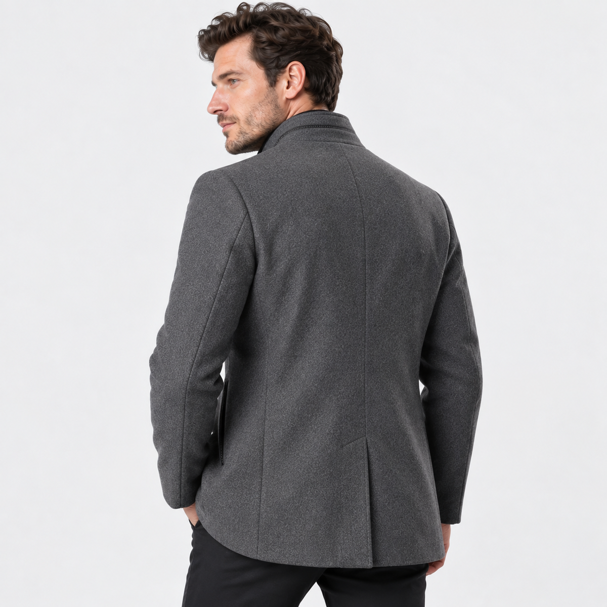 Elvane | Men's Wool Blend Coat Quilted Lining Stand Collar Winter Coat