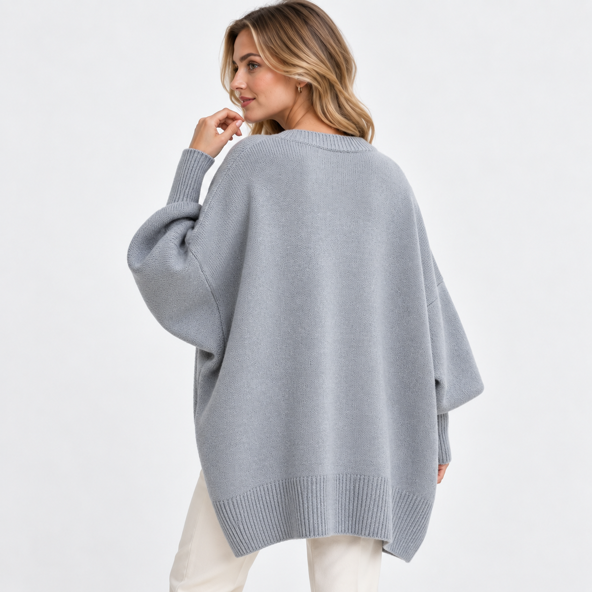 Elvane | Women's Oversized Sweater Wide Neck Draped Knit Pullover