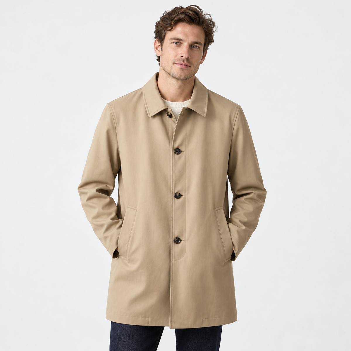 Elvane | Men's Mac Coat Lightweight Long Single-Breasted Outerwear