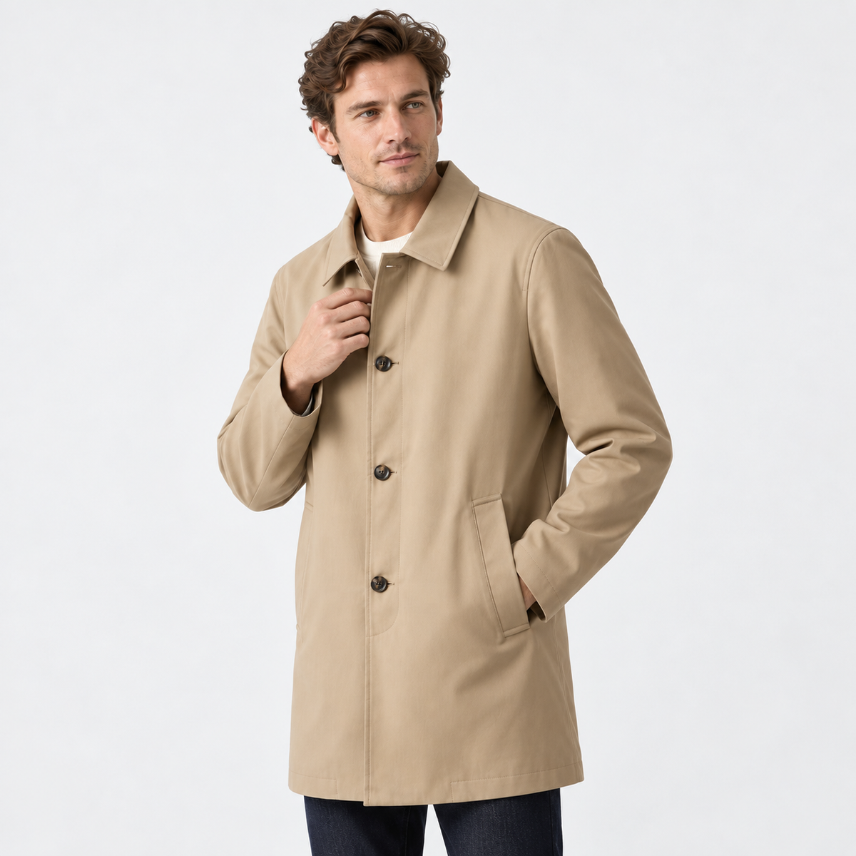 Elvane | Men's Mac Coat Lightweight Long Single-Breasted Outerwear