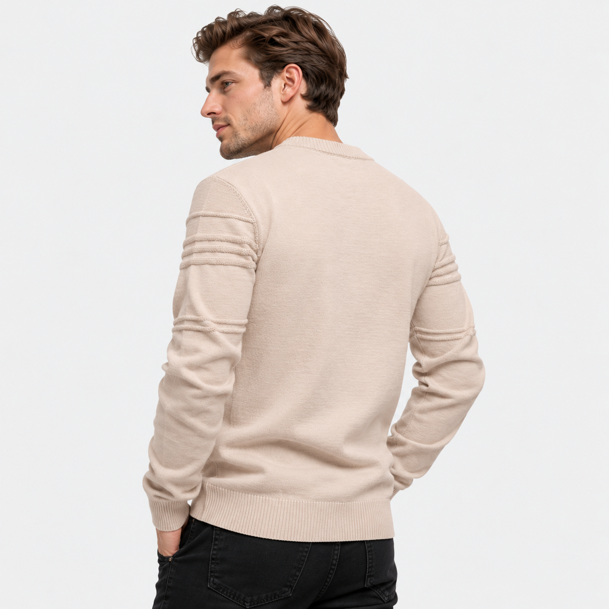 Elvane | Men's Cotton Sweater Diamond Pattern Slim Fit Knit Pullover