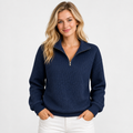Elvane | Women's Half-Zip Pullover Cotton Blend Quilted Knit Top