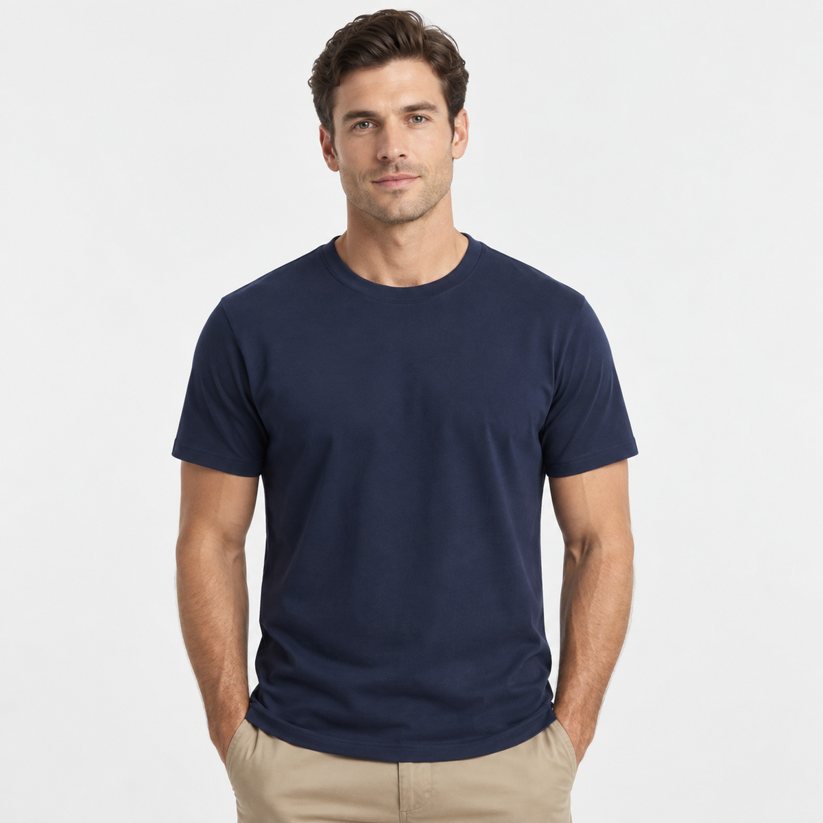 Elvane | Men's Supima Cotton T-Shirt Heavyweight Crew Neck Navy