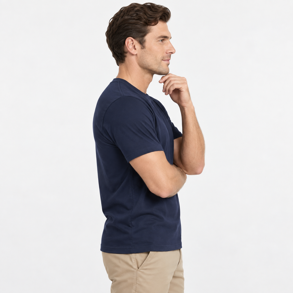 Elvane | Men's Supima Cotton T-Shirt Heavyweight Crew Neck Navy
