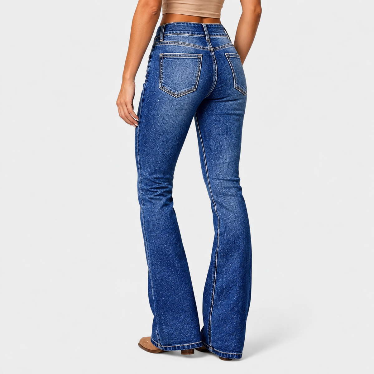 Elvane | Women's Flare Pants Stretch Fit Zipper Detail Dress Trousers