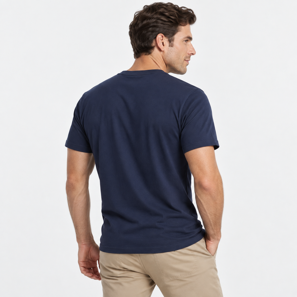 Elvane | Men's Supima Cotton T-Shirt Heavyweight Crew Neck Navy
