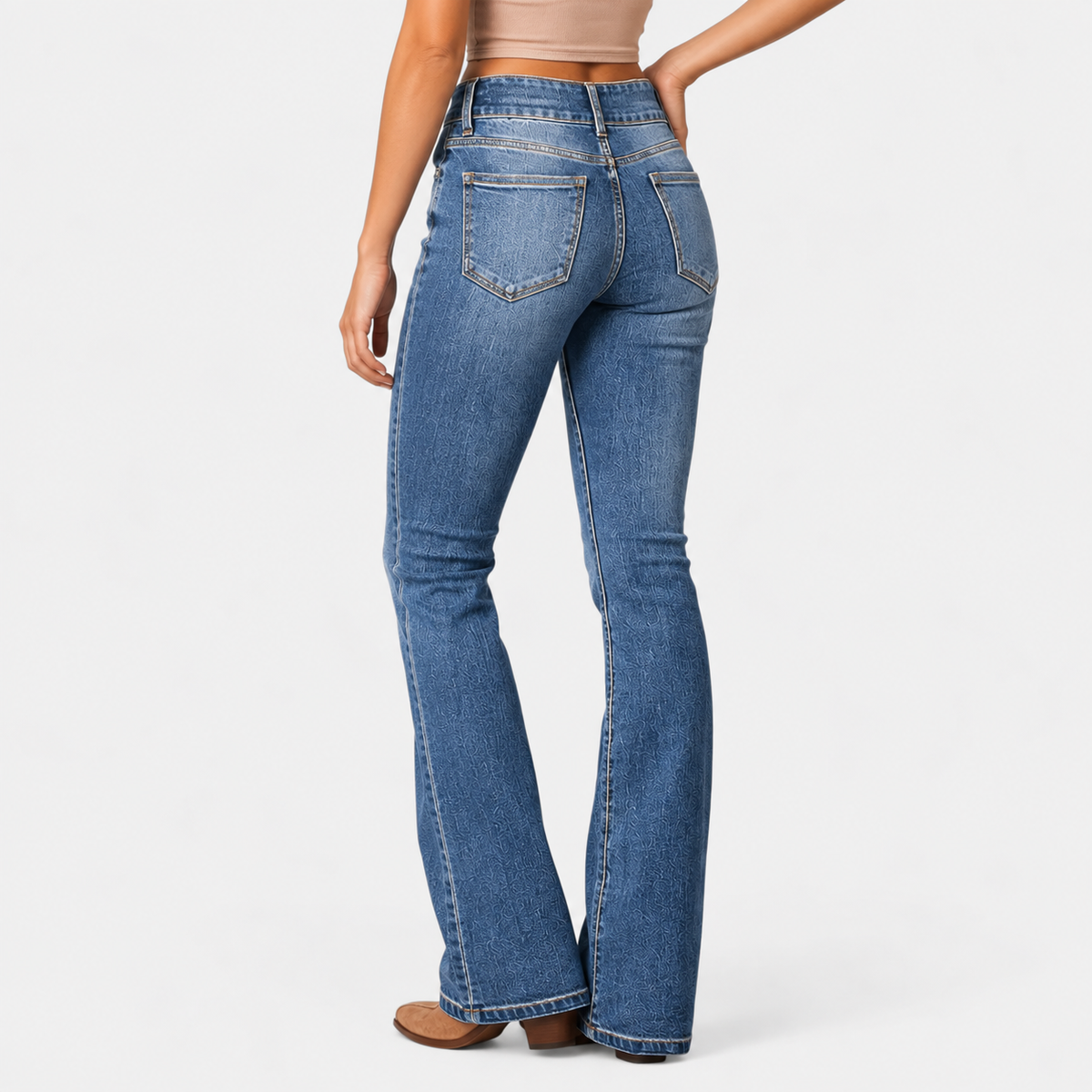 Elvane | Women's Flare Pants Stretch Fit Zipper Detail Dress Trousers