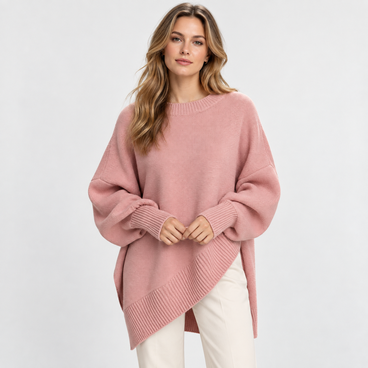 Elvane | Women's Oversized Sweater Wide Neck Draped Knit Pullover