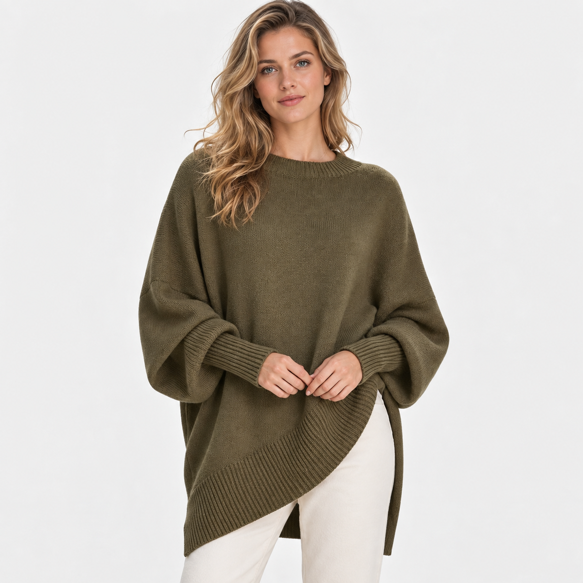 Elvane | Women's Oversized Sweater Wide Neck Draped Knit Pullover