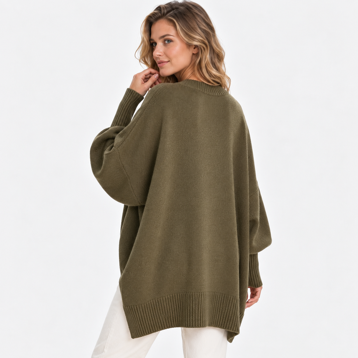 Elvane | Women's Oversized Sweater Wide Neck Draped Knit Pullover