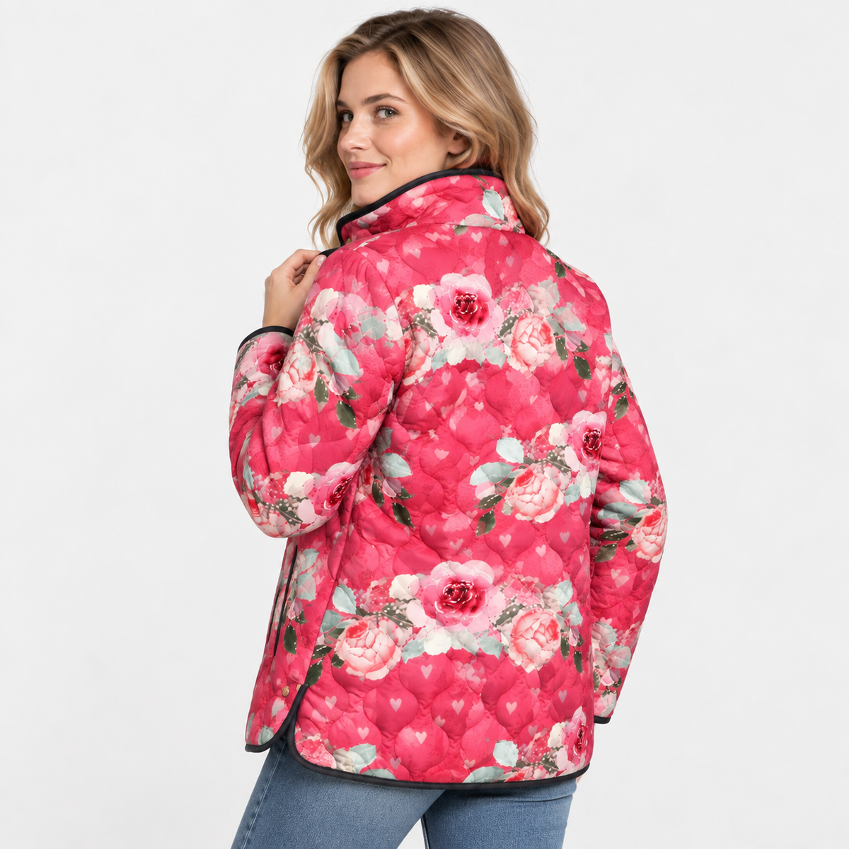 Elvane | Women's Quilted Jacket Vintage Floral Relaxed Fit Fall Coat