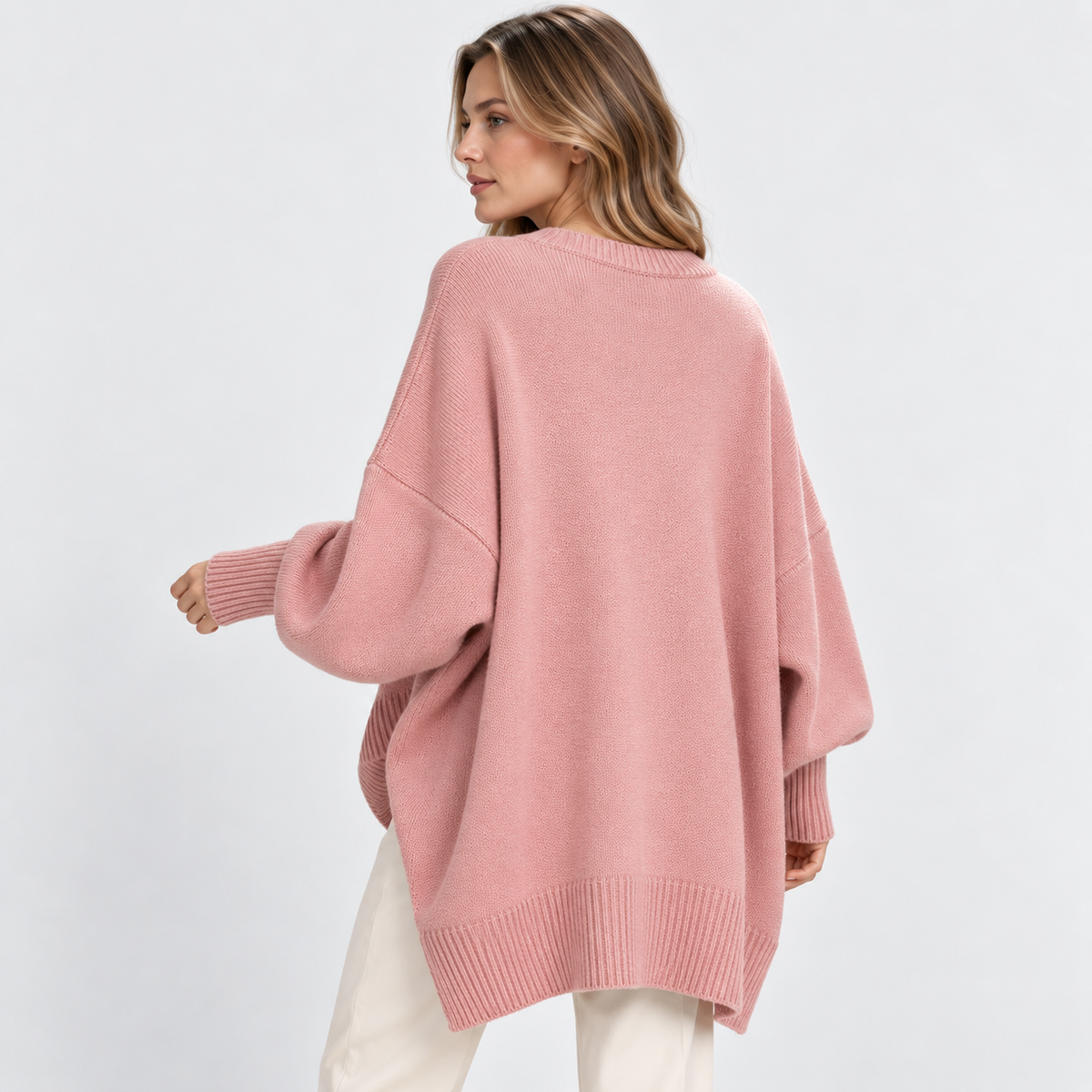Elvane | Women's Oversized Sweater Wide Neck Draped Knit Pullover