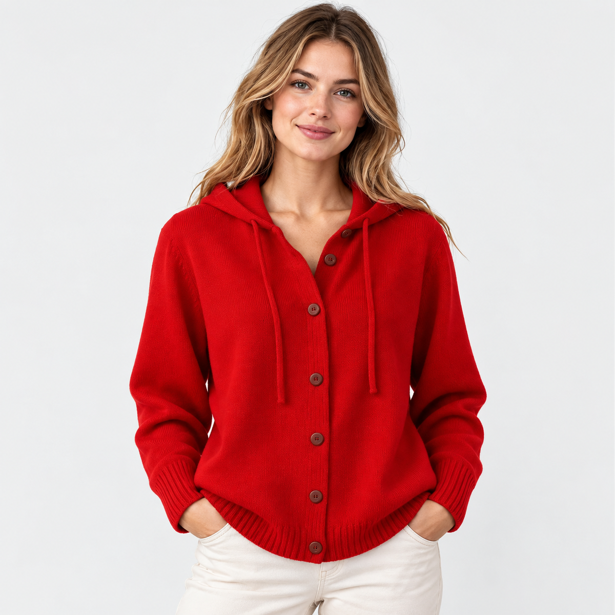 Elvane | Women's Hooded Cardigan Button Front Soft Knit Sweater