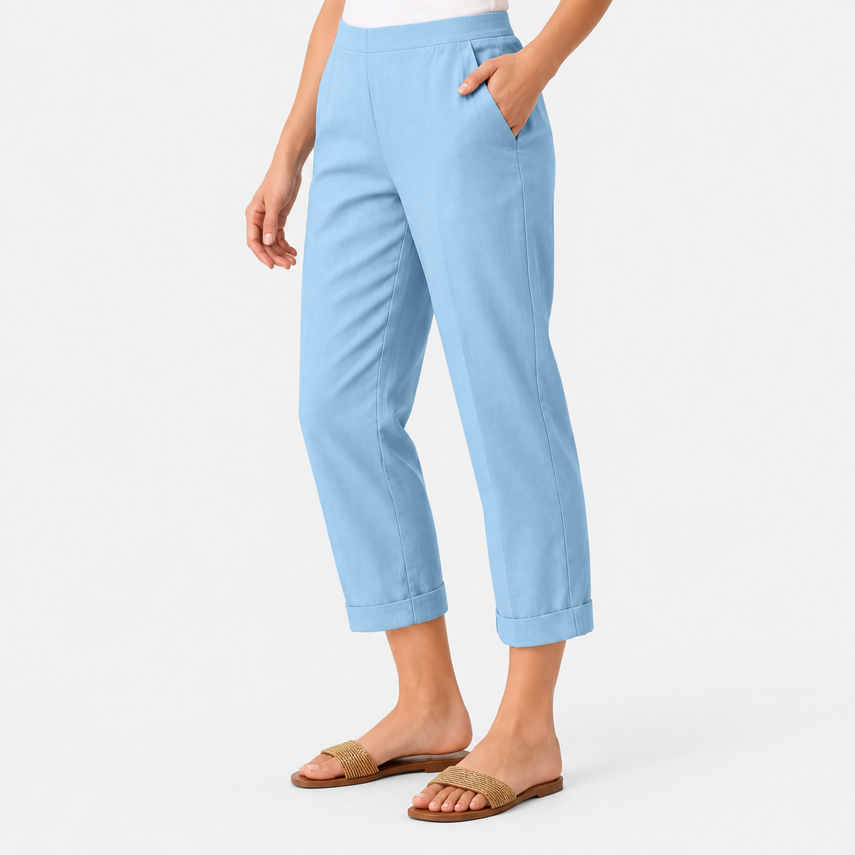 Elvane | Women's Straight Leg Trousers Lightweight Relaxed Fit Pants