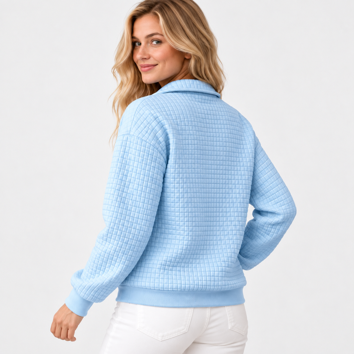 Elvane | Women's Half-Zip Pullover Cotton Blend Quilted Knit Top