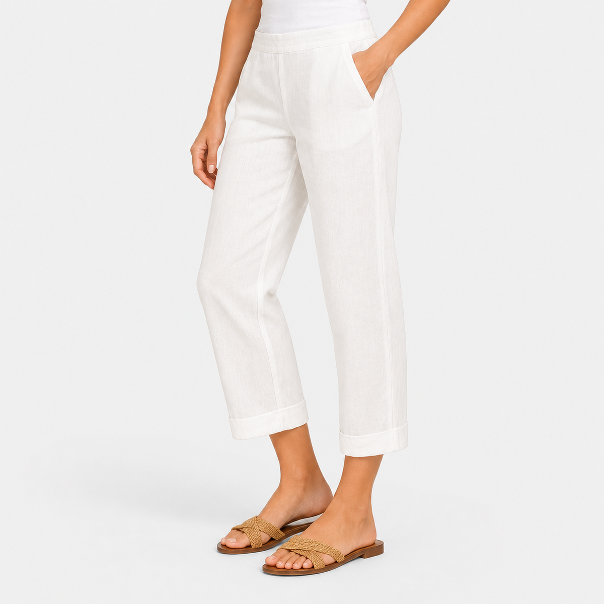 Elvane | Women's Straight Leg Trousers Lightweight Relaxed Fit Pants