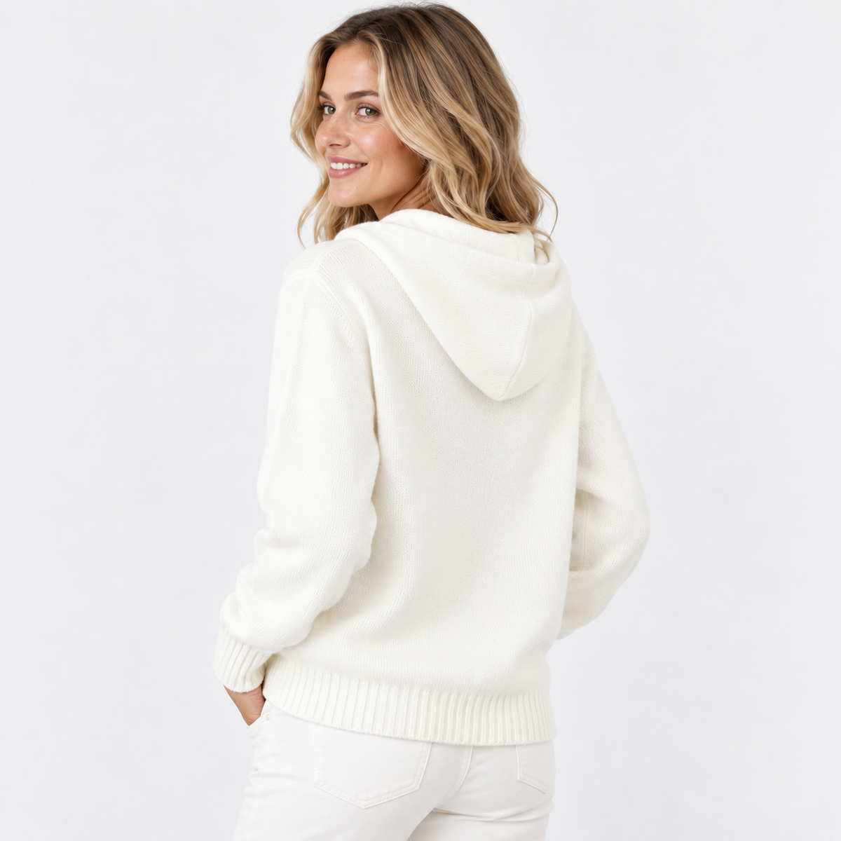 Elvane | Women's Hooded Cardigan Button Front Soft Knit Sweater