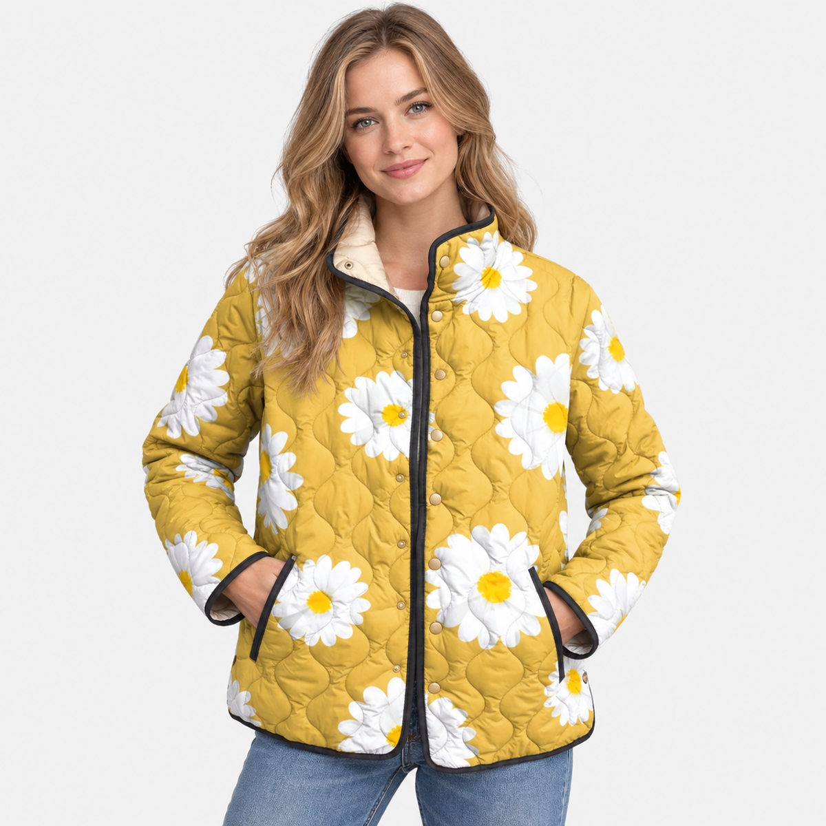 Elvane | Women's Quilted Jacket Vintage Floral Relaxed Fit Fall Coat