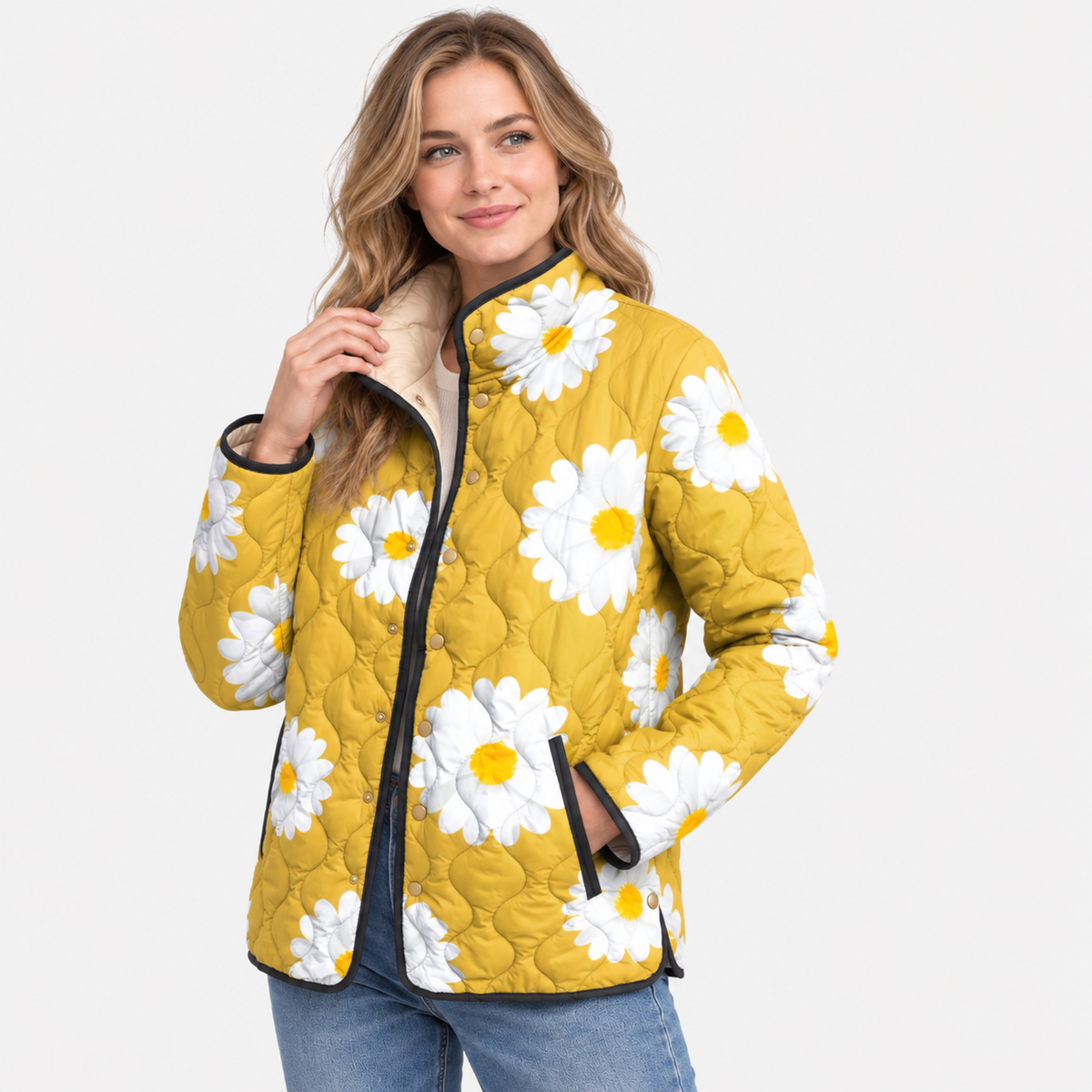 Elvane | Women's Quilted Jacket Vintage Floral Relaxed Fit Fall Coat