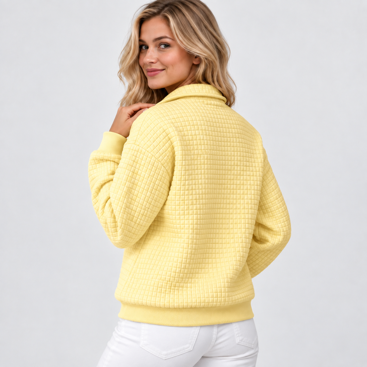 Elvane | Women's Half-Zip Pullover Cotton Blend Quilted Knit Top